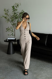 Maribel Stripe Halter Jumpsuit