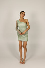 Nina Rhinestone One Shoulder Mini Dress