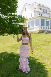 Maeve Crop Top And Ruffle Midi Skirt Set