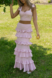 Maeve Crop Top And Ruffle Midi Skirt Set