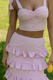 Maeve Crop Top And Ruffle Midi Skirt Set