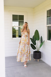 Yellow Halter Floral Maxi Dress