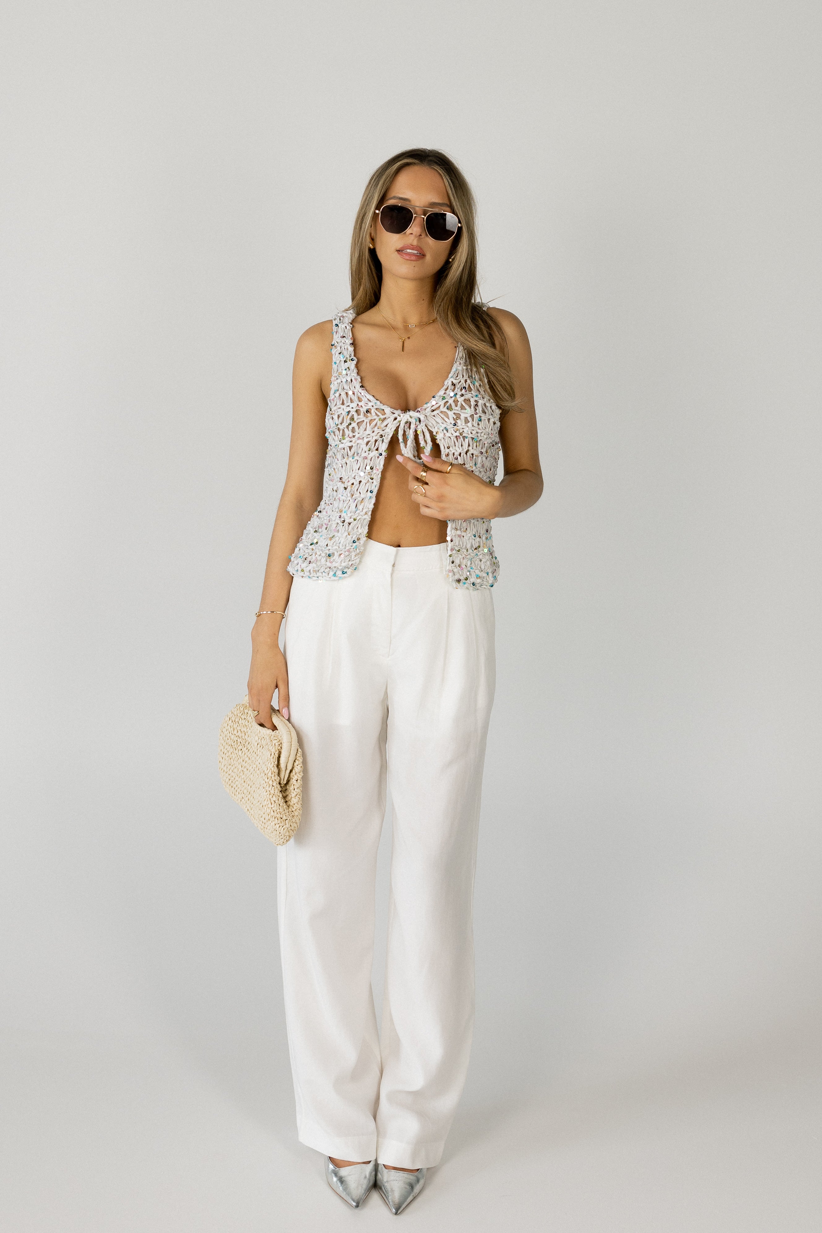 Kinzley Split Front Sequin Top