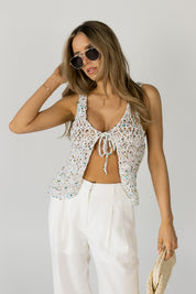 Kinzley Split Front Sequin Top