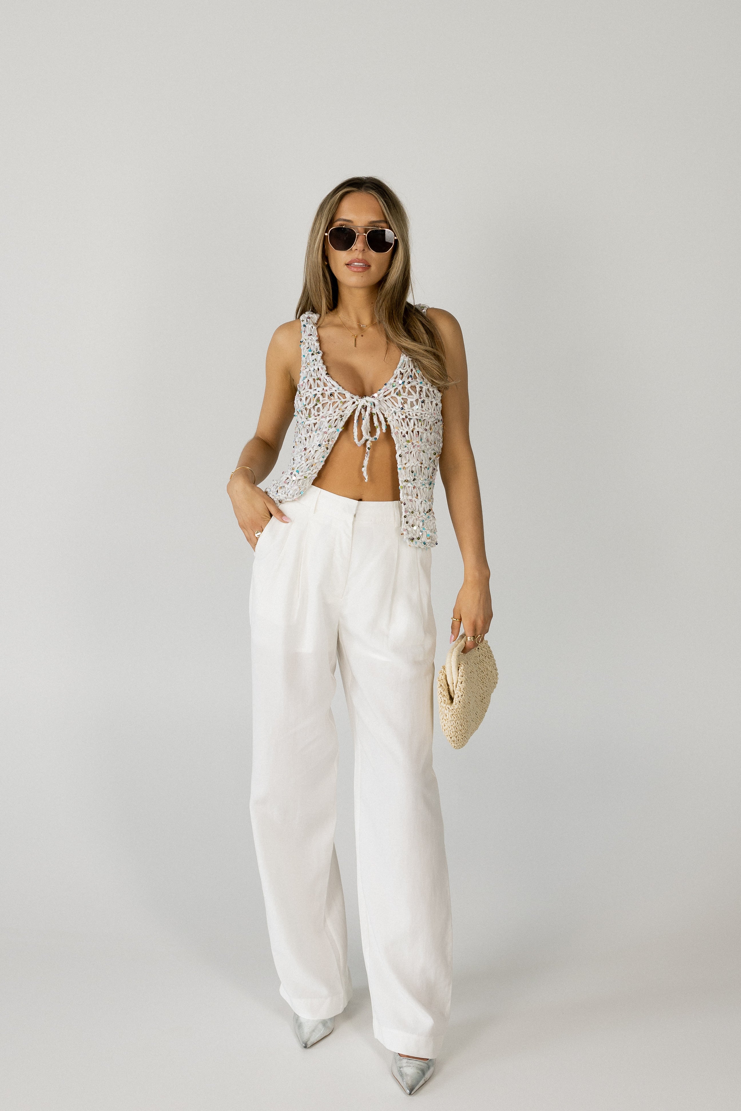 Kinzley Split Front Sequin Top