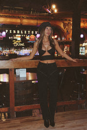 SALE :Zia Studded High Rise Straight Jeans