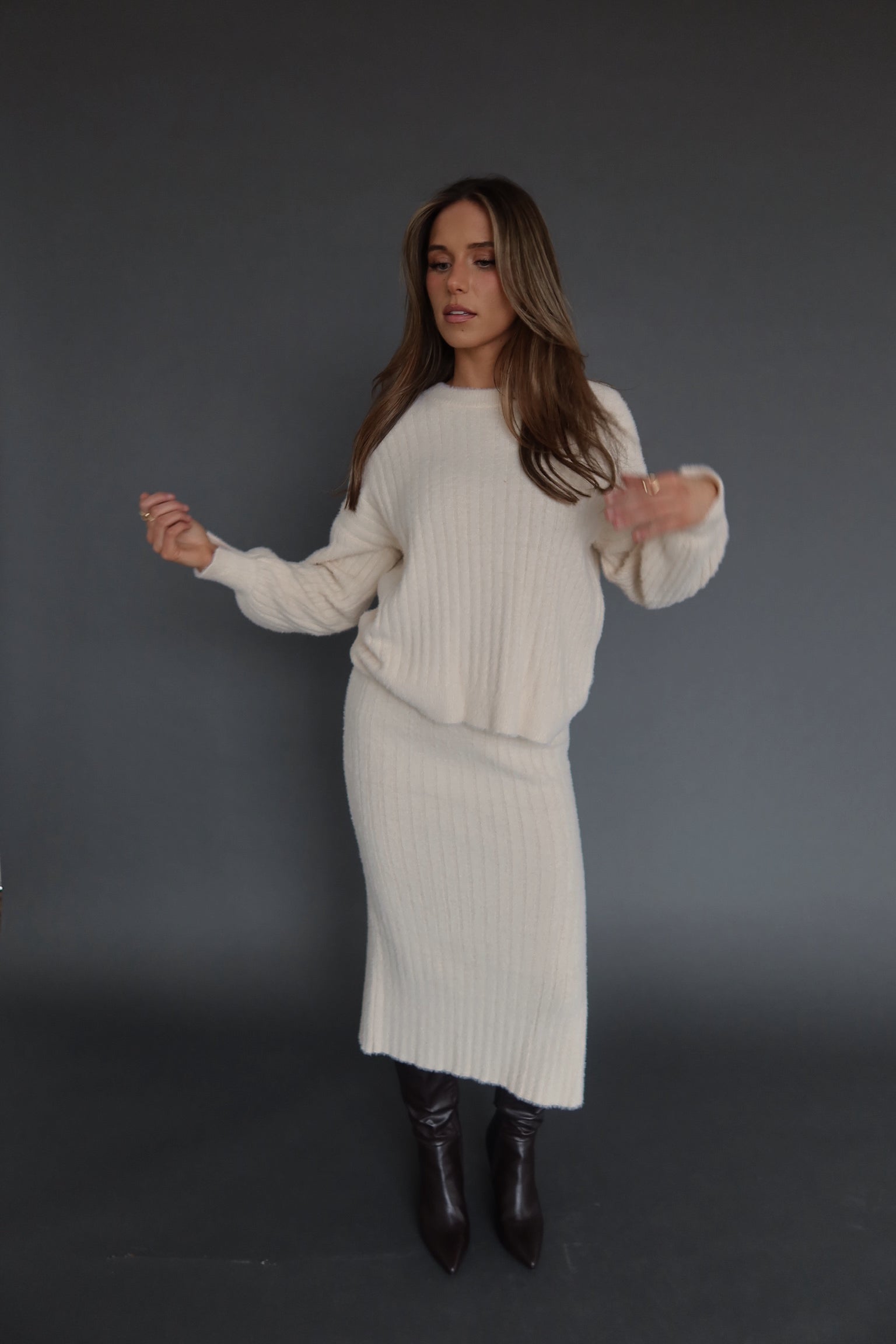 Andie Ribbed Knit Midi Skirt