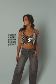 RESTOCKED :Catiana Metal Crop Top