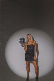 RESTOCKED :Charming Sparkle Black Mini Dress