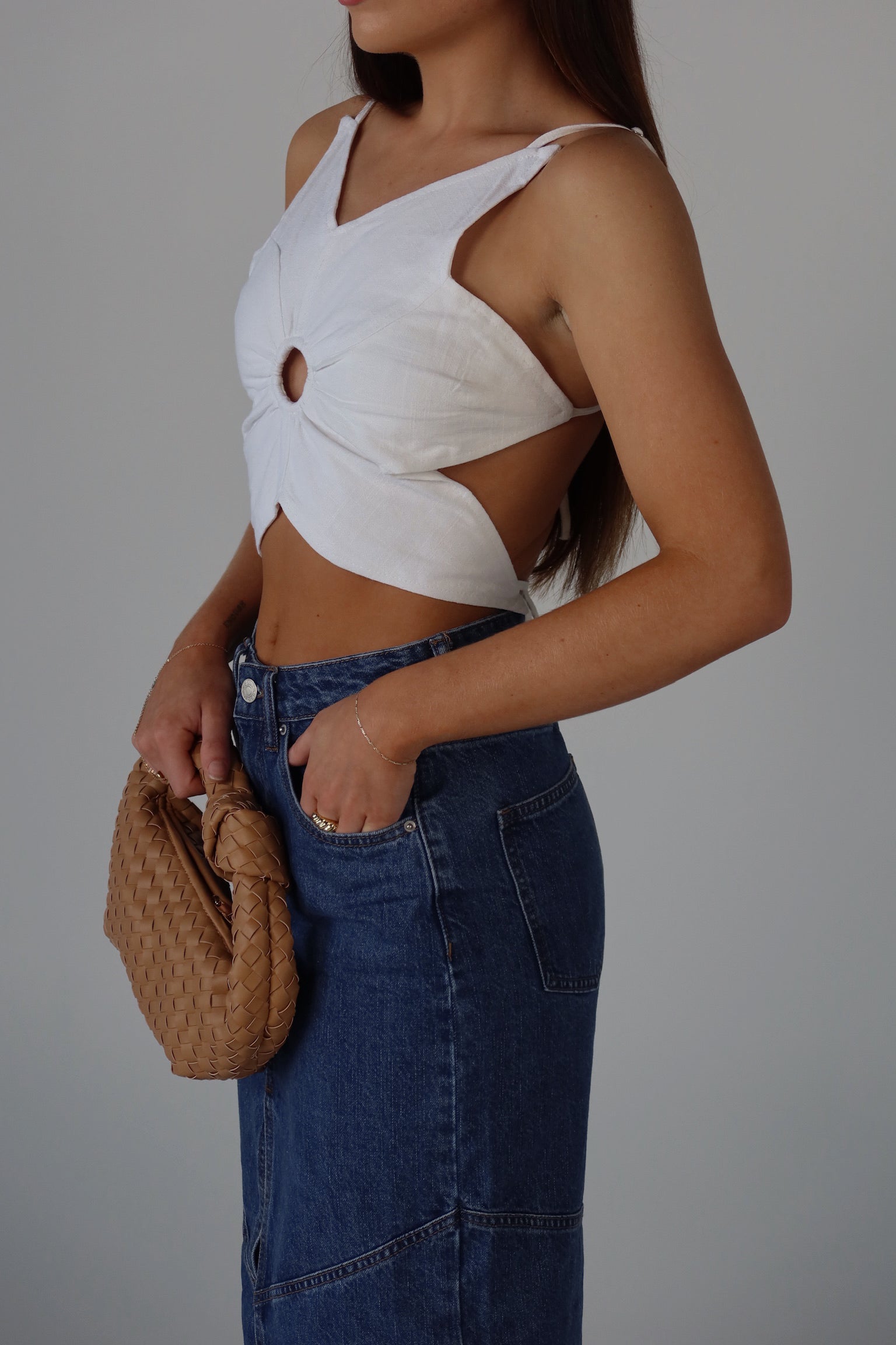 SALE :Eva Open Back Flower Top