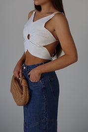 SALE :Eva Open Back Flower Top