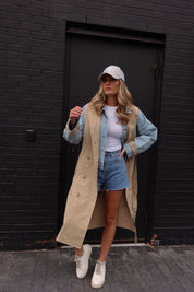 Paige Khaki Combo Trench Coat