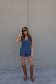 Maggie Button Down Denim Romper