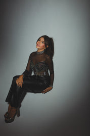 Kourtney Rhinestone Mesh Bodysuit