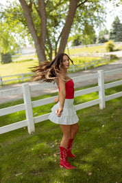 Eyelet Ruffle Mini Skirt