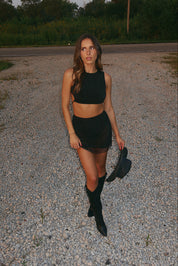 Jewell Mesh Rhinestone Mini Skirt