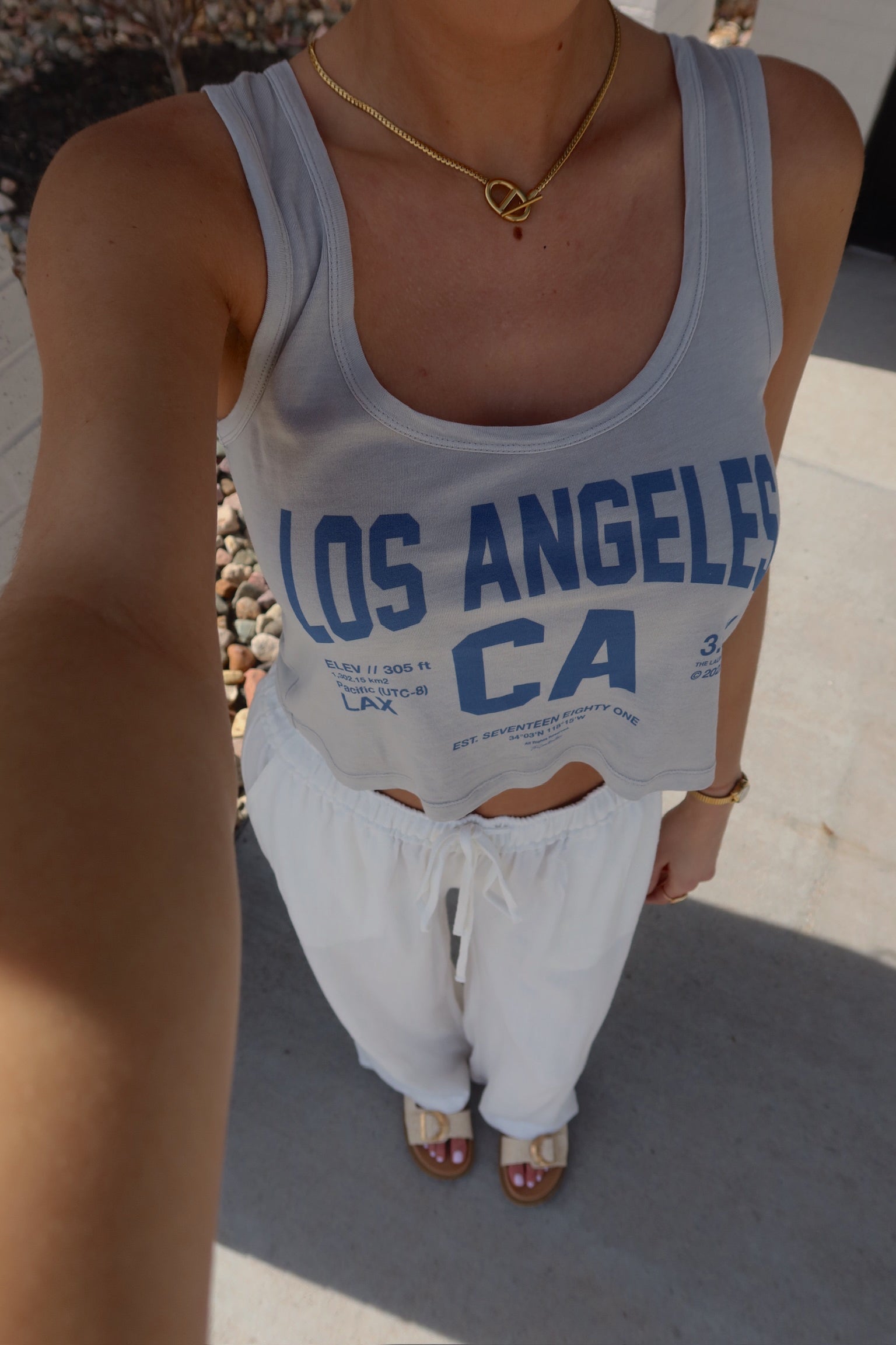 Los Angeles Boxy Tank In Grey
