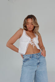 RESTOCKED :Charlotte Eyelet Split Front Top