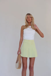 Lemon Pleated Mini Skirt