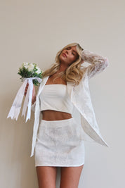 Kianna Sheer Floral Blazer and Skirt Set