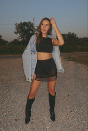 Jewell Mesh Rhinestone Mini Skirt