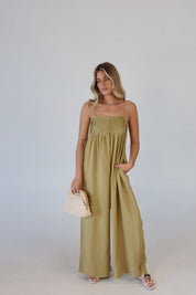Eden Wide Leg Linen Jumpsuit