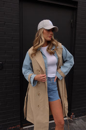 Paige Khaki Combo Trench Coat
