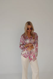 Lilianna Satin Button-Down Top