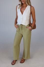Leila White Linen Vest