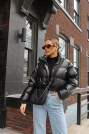 Jade Faux Leather Puffer Jacket
