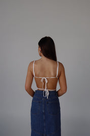 SALE :Eva Open Back Flower Top