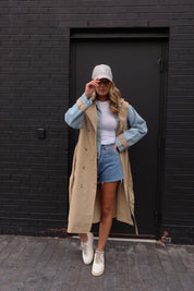 Paige Khaki Combo Trench Coat