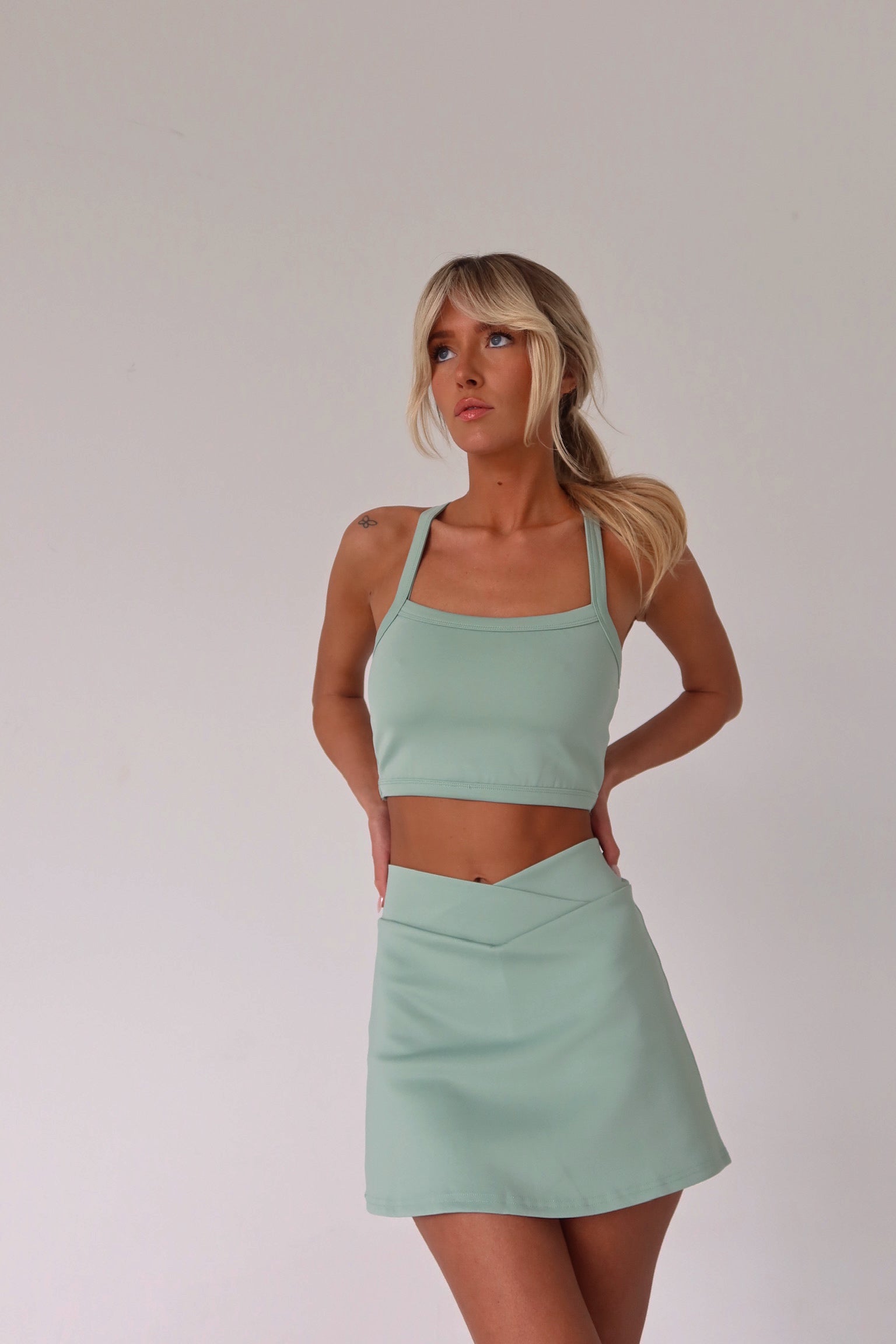 Jina Sage Cross Strap Top
