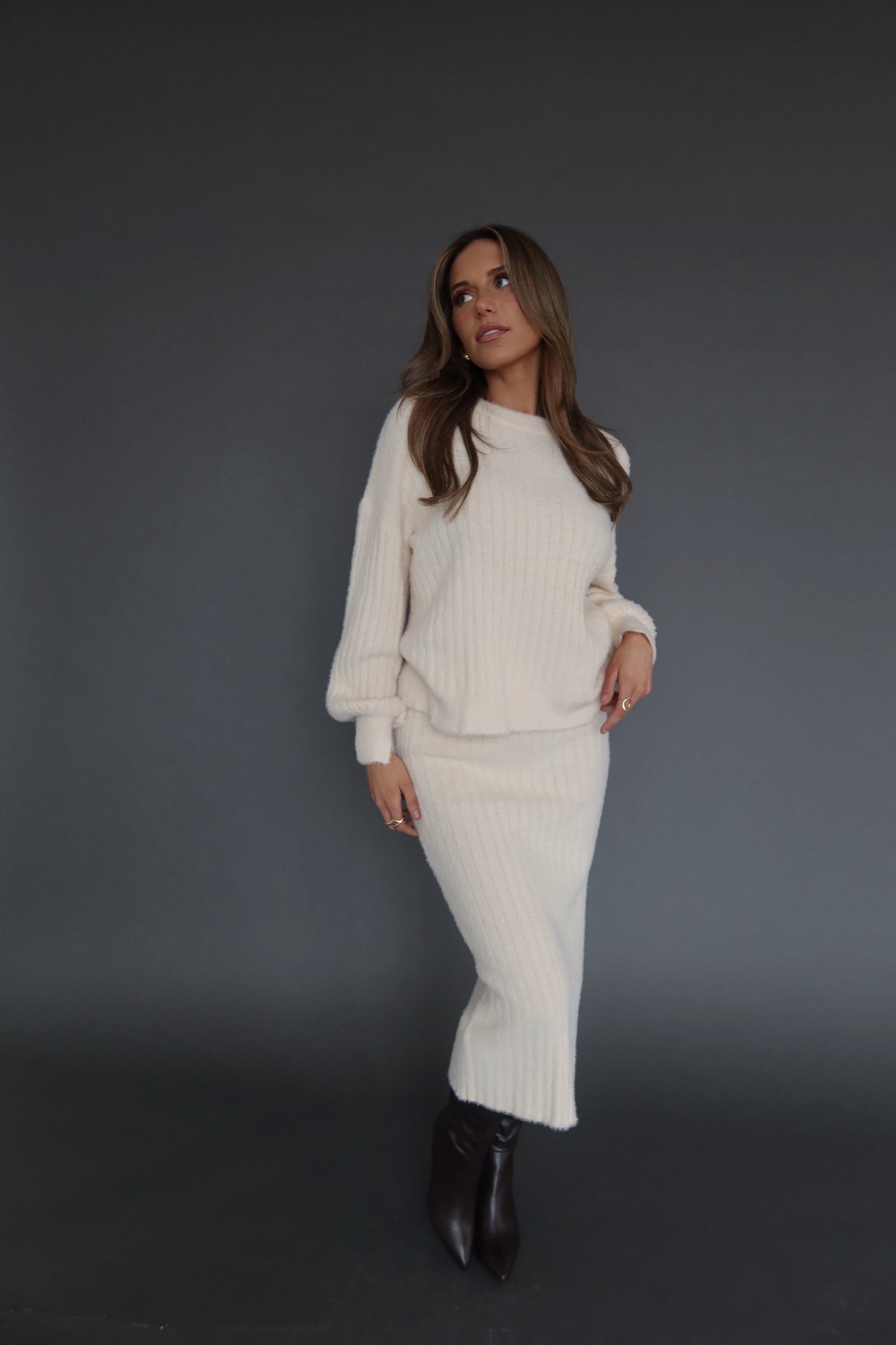 Andie Ribbed Knit Midi Skirt