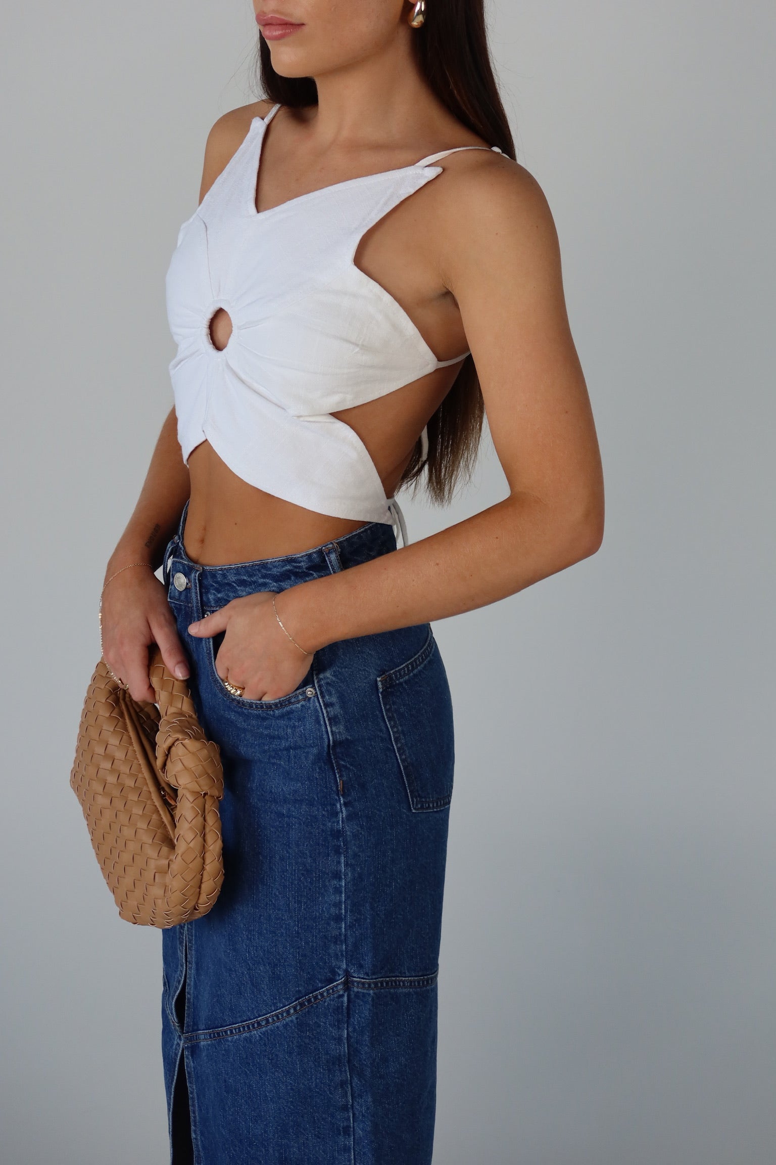 SALE :Eva Open Back Flower Top