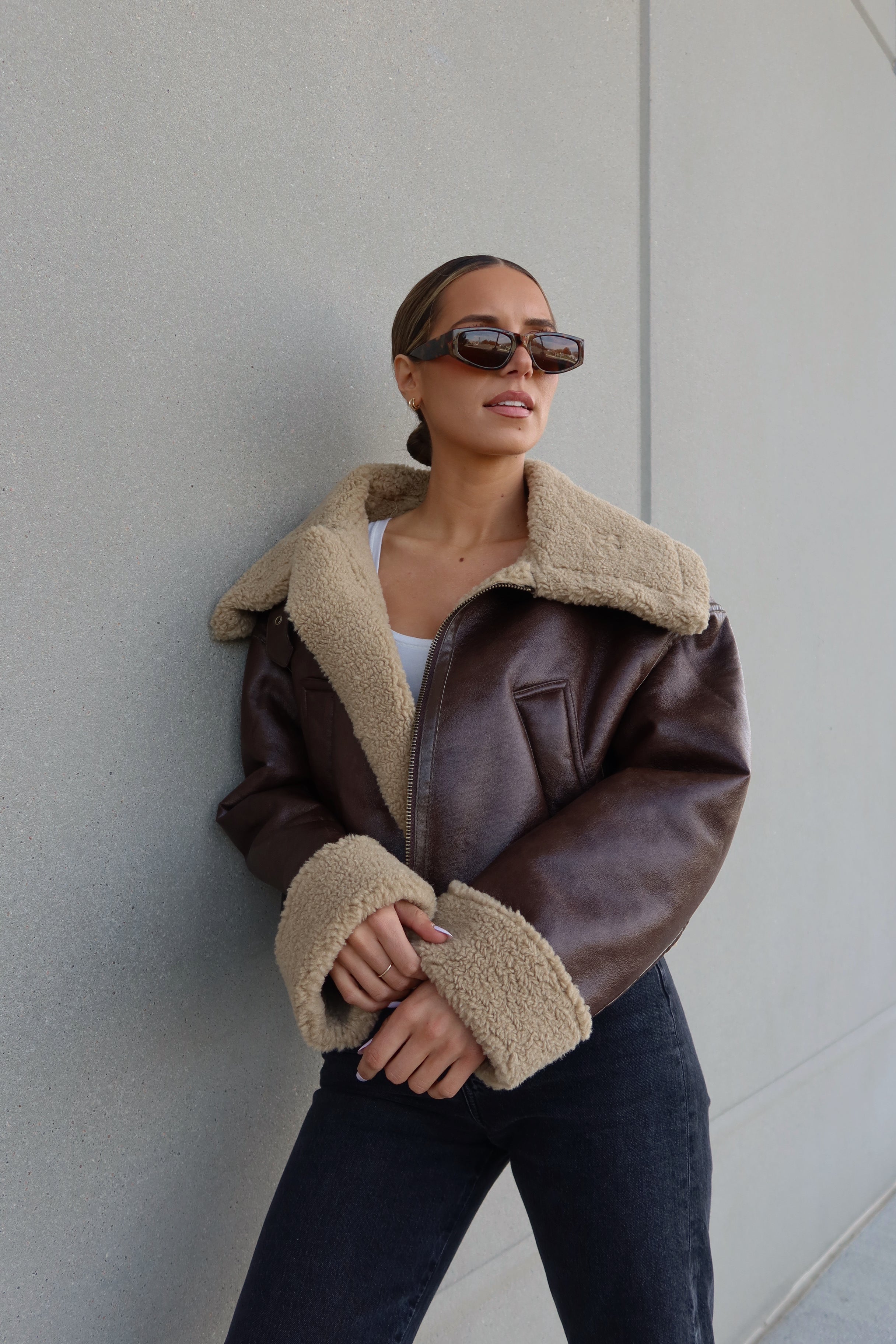 Kenzie Sherpa Pleather Jacket – Madida Clothing