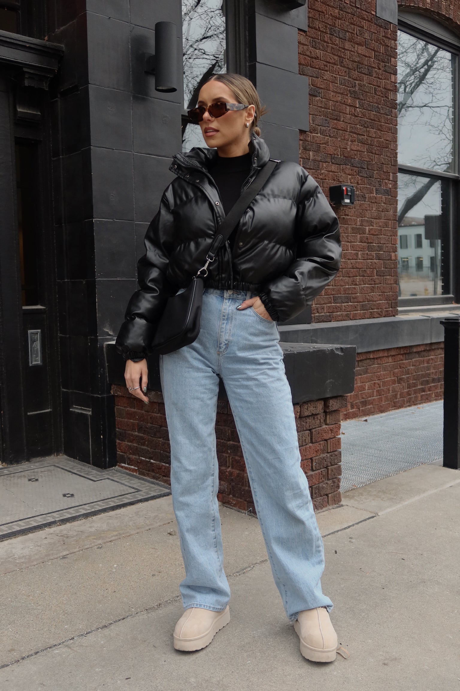 Jade Faux Leather Puffer Jacket