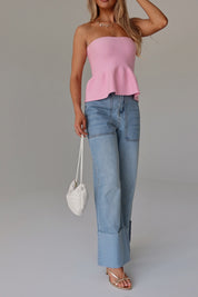 Arianna Wide Leg Cuffed Jeans