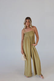 Eden Wide Leg Linen Jumpsuit