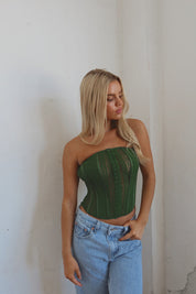 Forest Contrasting Corset Top