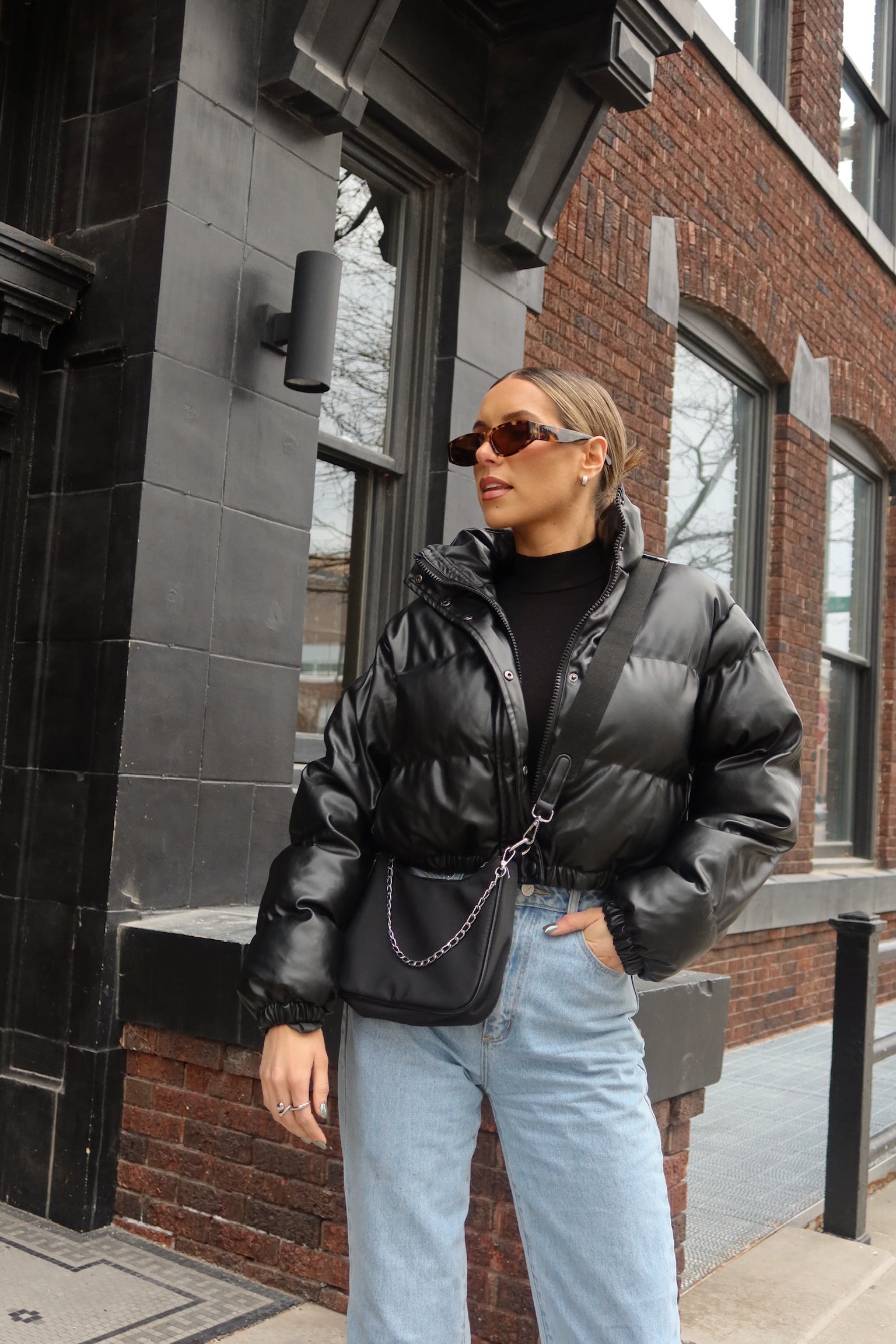 Jade Faux Leather Puffer Jacket