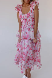 RESTOCKED :Livia Tiered Organza Midi Dress
