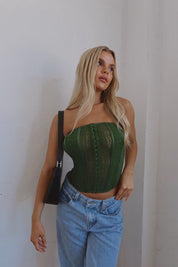 Forest Contrasting Corset Top