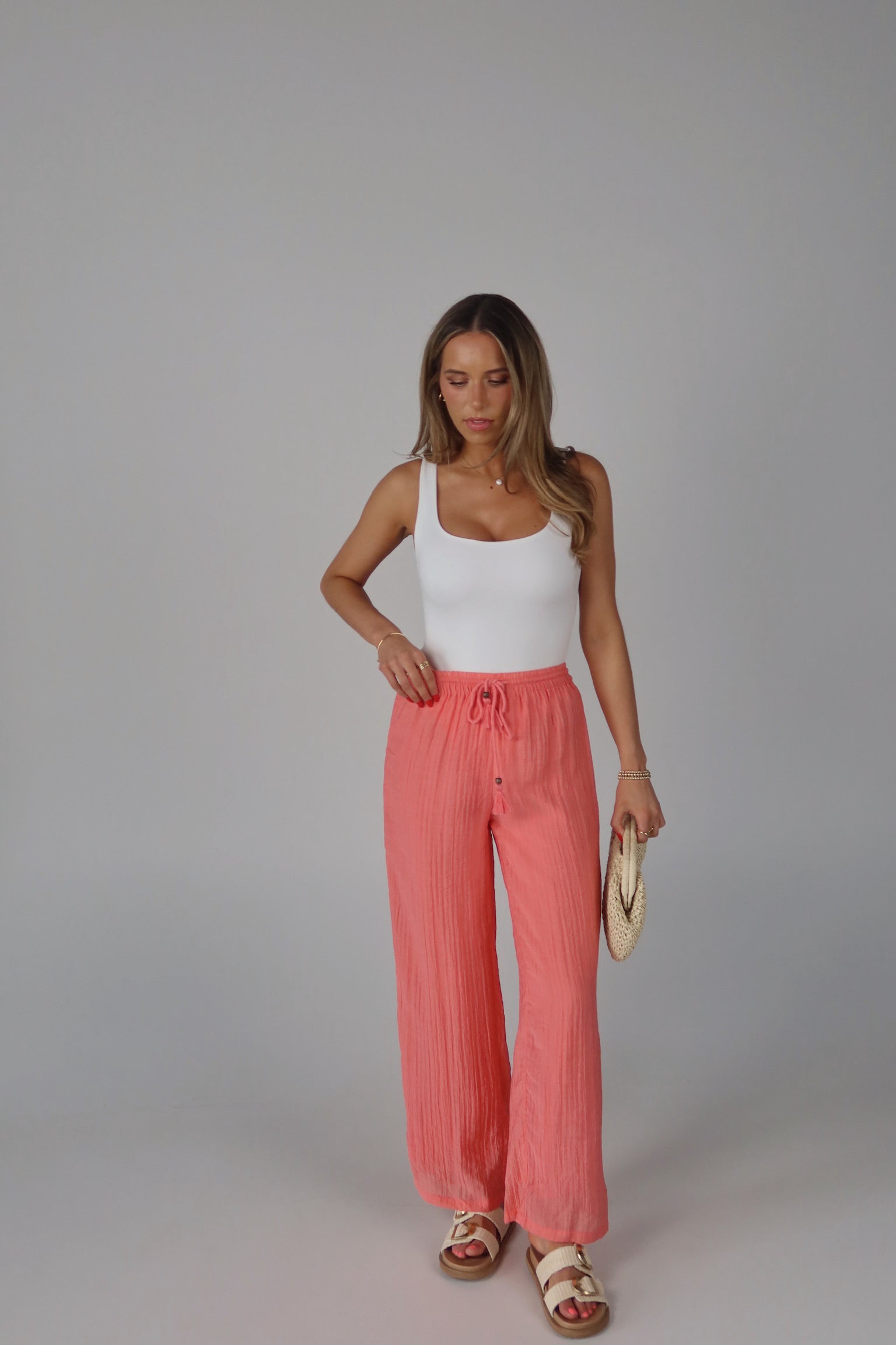 Coral Drawstring Pant