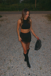 Jewell Mesh Rhinestone Mini Skirt