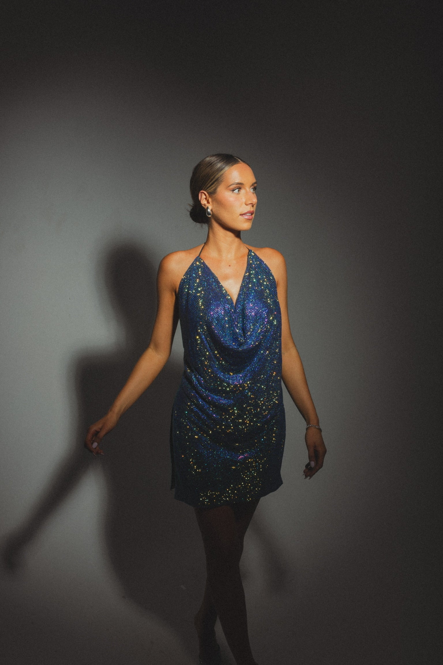 RESTOCKED :Lydia Rhinestone Mini Dress In Blue