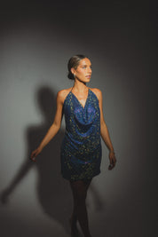 RESTOCKED :Lydia Rhinestone Mini Dress In Blue