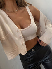 Molly Cropped Cardigan Set