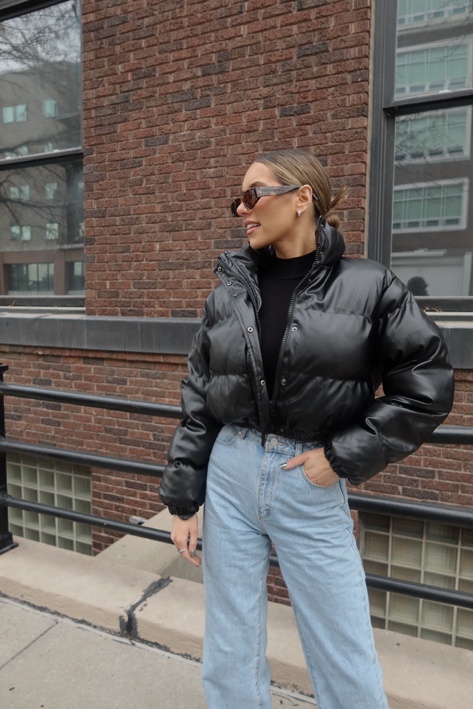 Jade Faux Leather Puffer Jacket