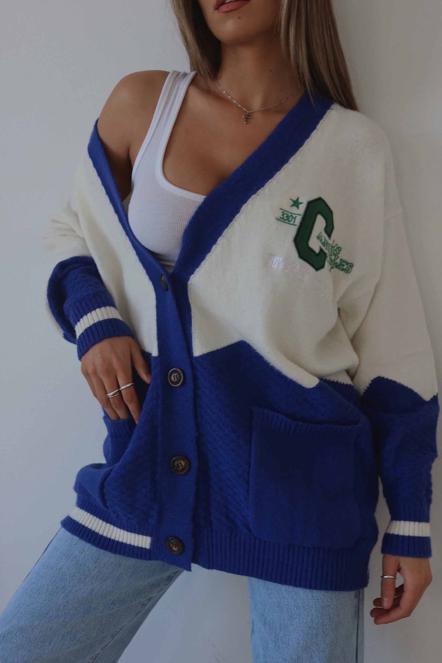 California Oversized Varsity Cardigan